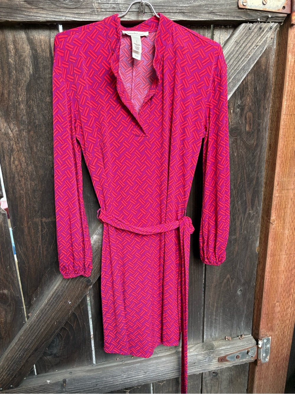 Laundry by Design Fuchsia and Red Geometric Dress